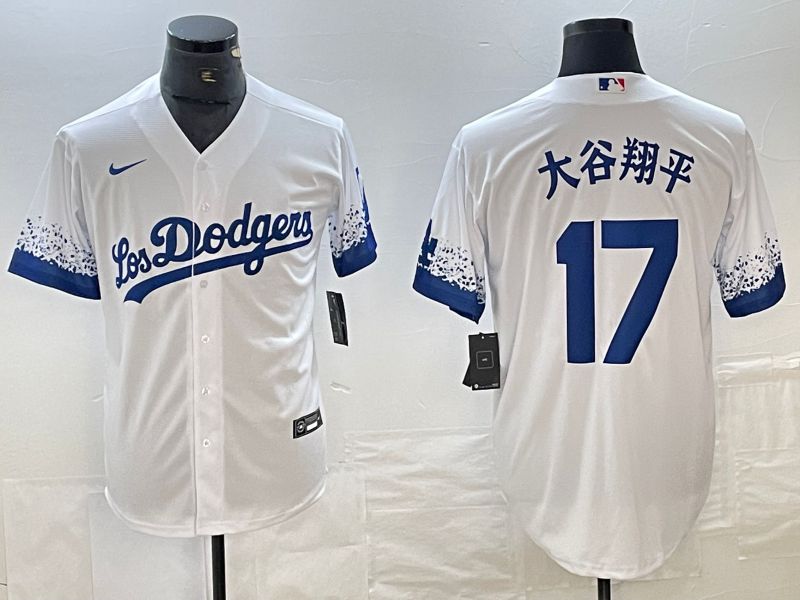 Men 2025 Los Angeles Dodgers #17 Ohtani White City edition Nike MLB Jersey style 6235